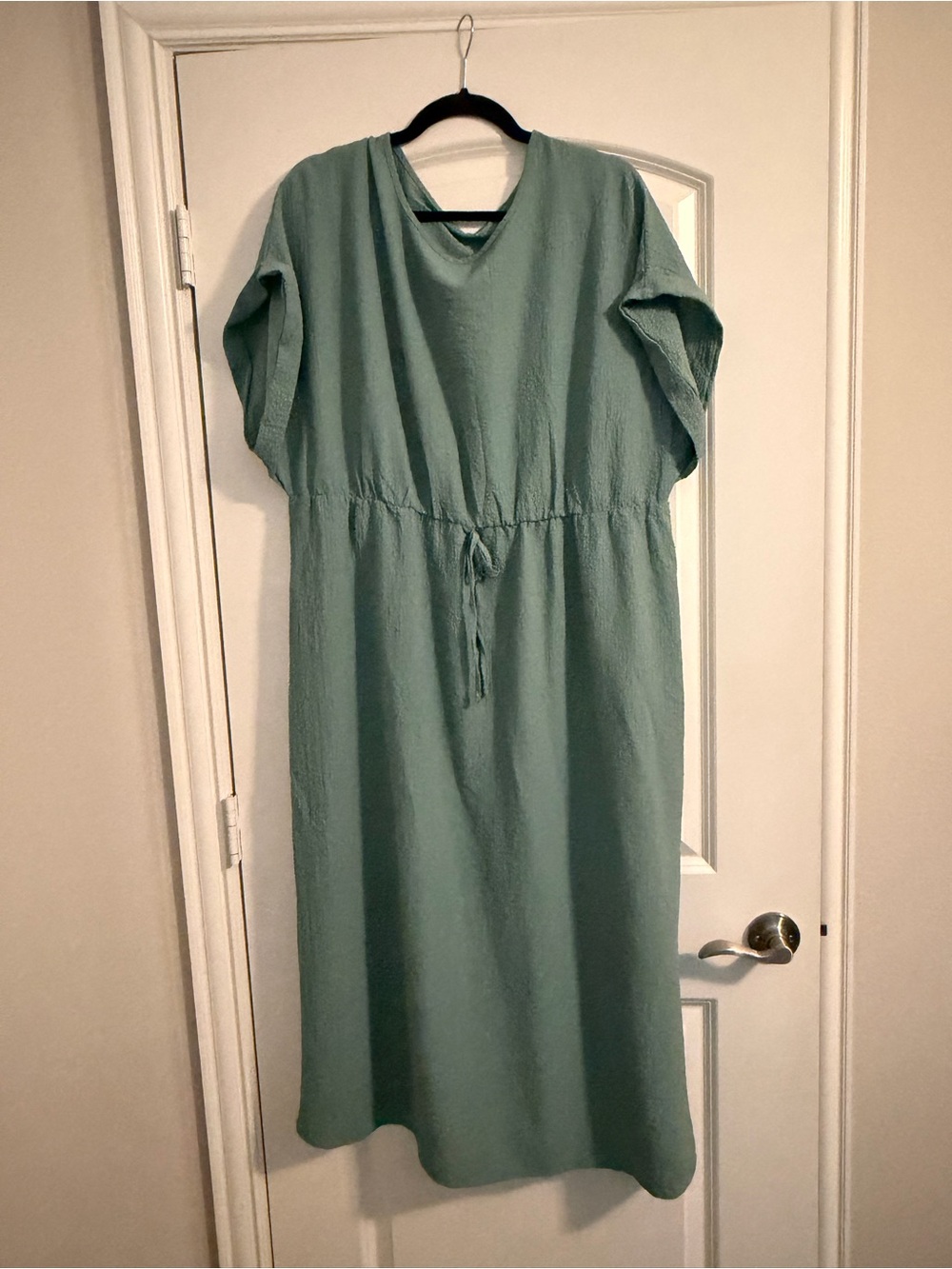 SHEIN Sage Green Drawstring Waist Maxi Dress